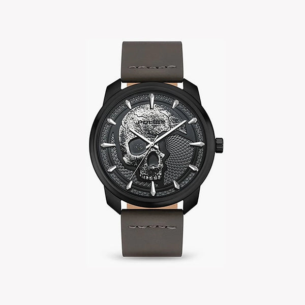 Police Men's Grey Stainless Steel, Brown Leather | Pl-15714jsu_61a by i-watch