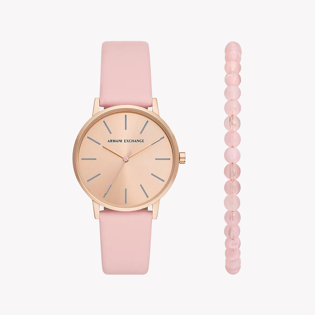 ARMAANI EXCHANGE AX7150SET - ROSE GOLD ELEGANCE WOMEN’S WATCH WITH PINK LEATHER BAND & STRIKING DIAL