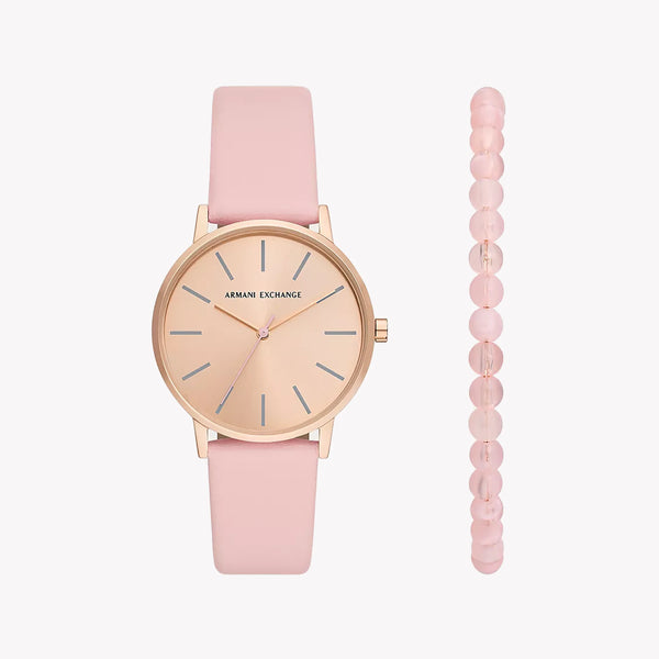 ARMAANI EXCHANGE AX7150SET - ROSE GOLD ELEGANCE WOMEN’S WATCH WITH PINK LEATHER BAND & STRIKING DIAL