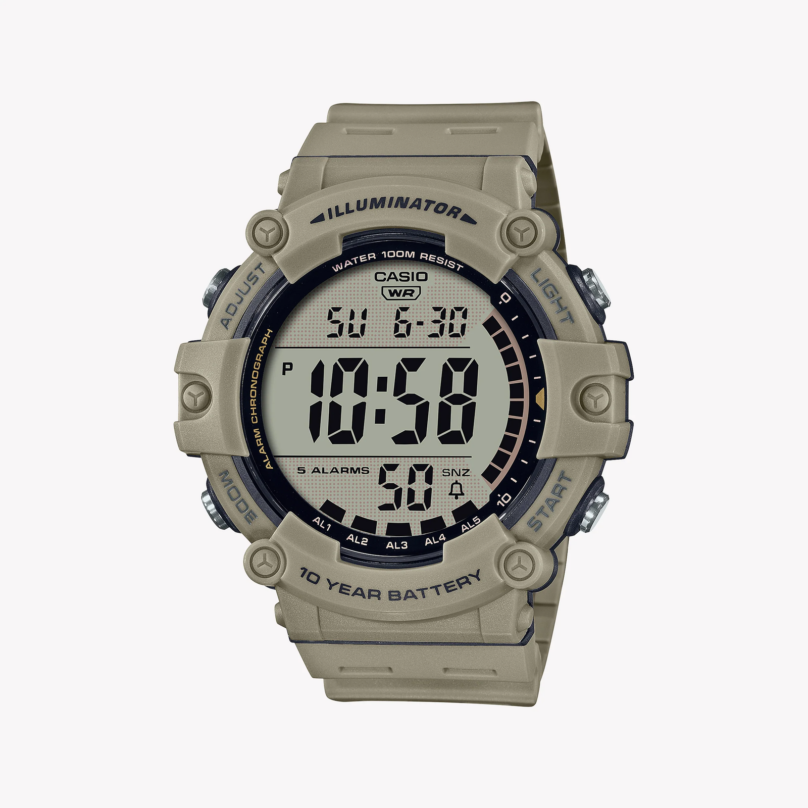 Casio Men's Beige Resin Watch, Gray Dial | Ae-1500wh-5avcf by i-watch