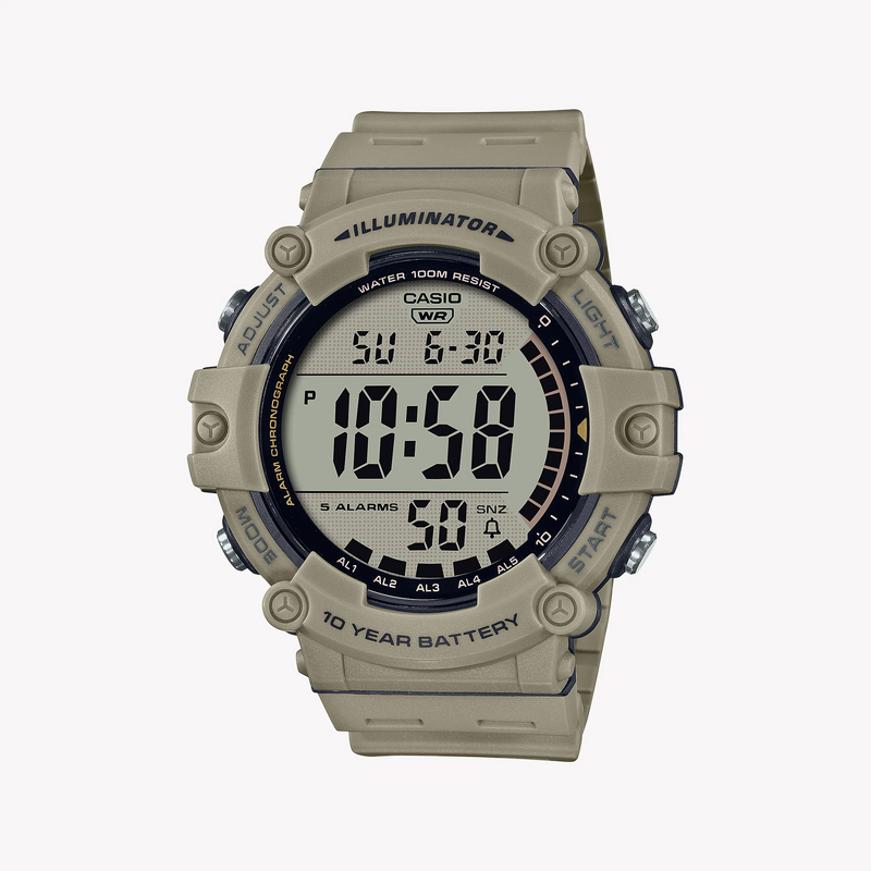 Casio Men's Beige Resin Watch, Gray Dial | Ae-1500wh-5avcf by i-watch