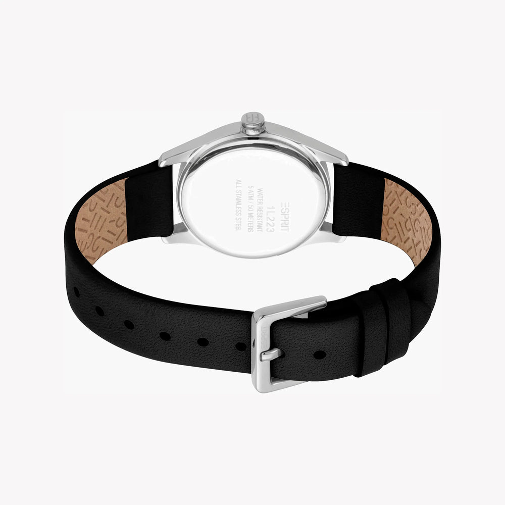Esprit Women's Black Leather Watch, Silver Dial | Es1l000m0065 by i-watch