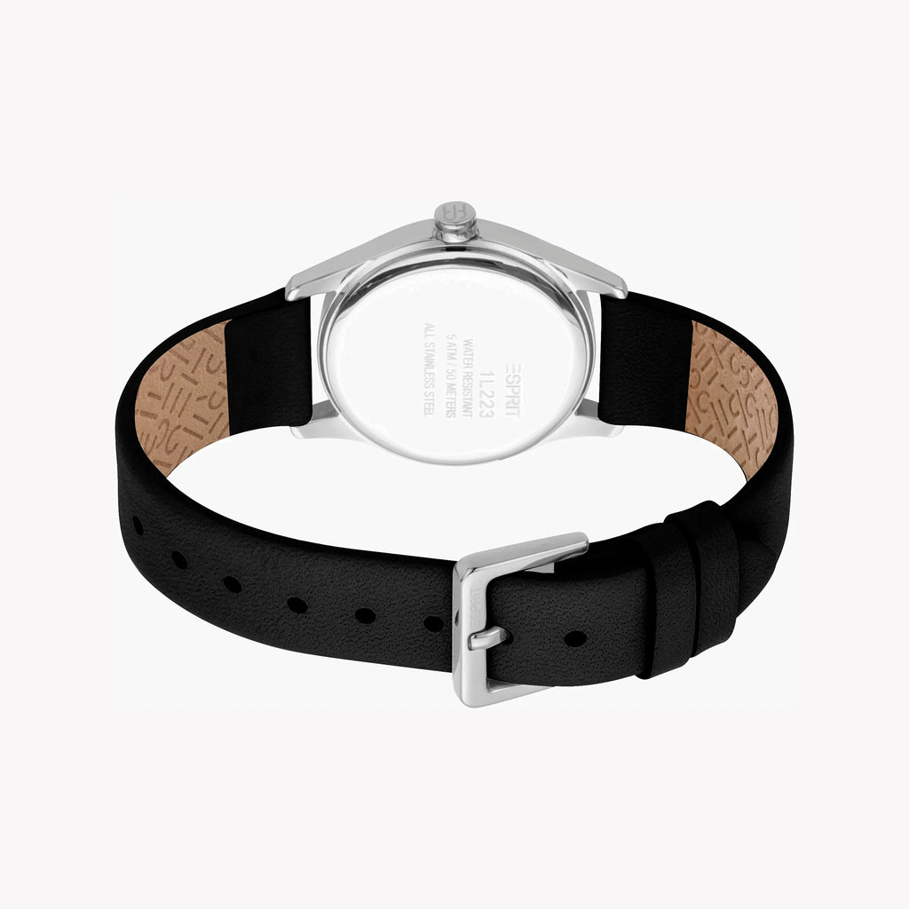 ESPRIT Women's Watch with Silver Stainless Steel Case and Black Leather Band-i-Watch-4