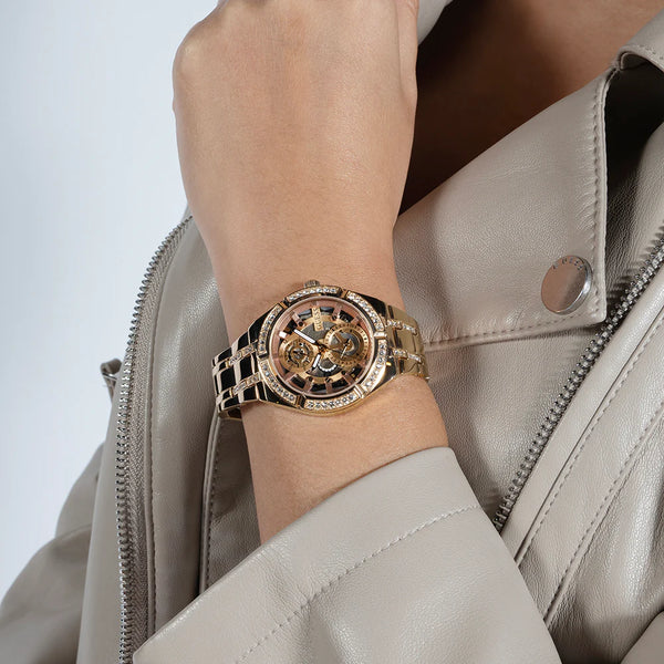 Guess Women's Rose Gold Stainless Steel Watch, Clear Dial | Gw0604l3 by i-watch