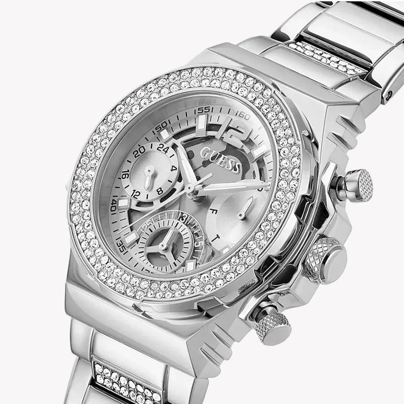 Guess Women's Silver Stainless Steel Watch, Silver Dial | Gw0552l1 by i-watch