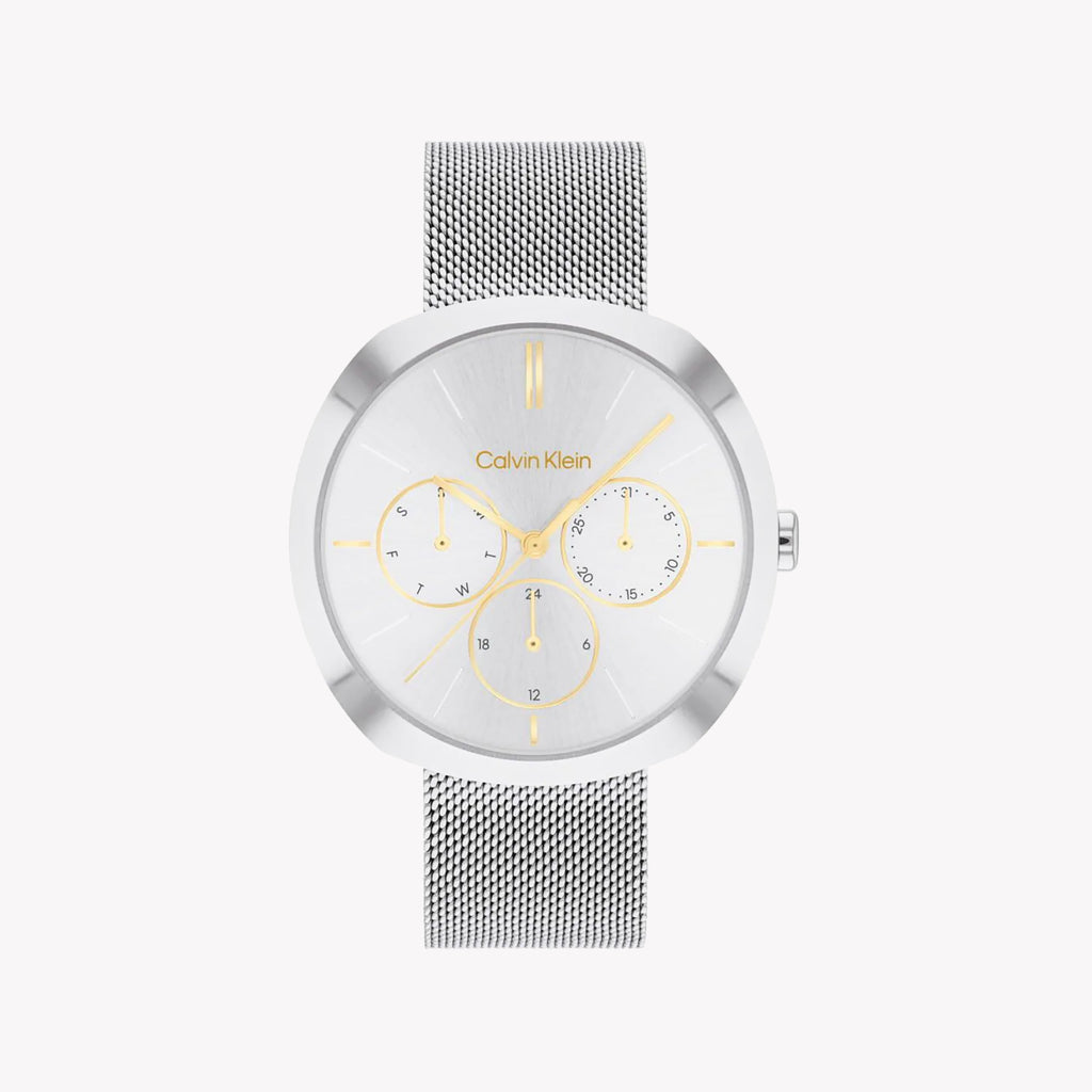 CK CALVIN KLEIN NEW COLLECTION - ELEGANT MODERN WOMEN'S WATCH WITH STAINLESS STEEL BAND & WHITE DIAL