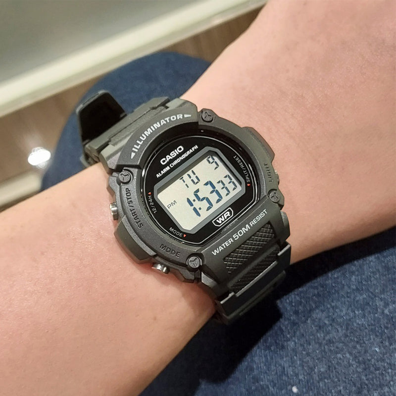 CASIO W-219H-1A STYLISH FUNCTIONALITY - MODERN MEN'S RUGGED RESIN WATCH WITH MULTIFUNCTIONAL FEATURES-i-Watch-4