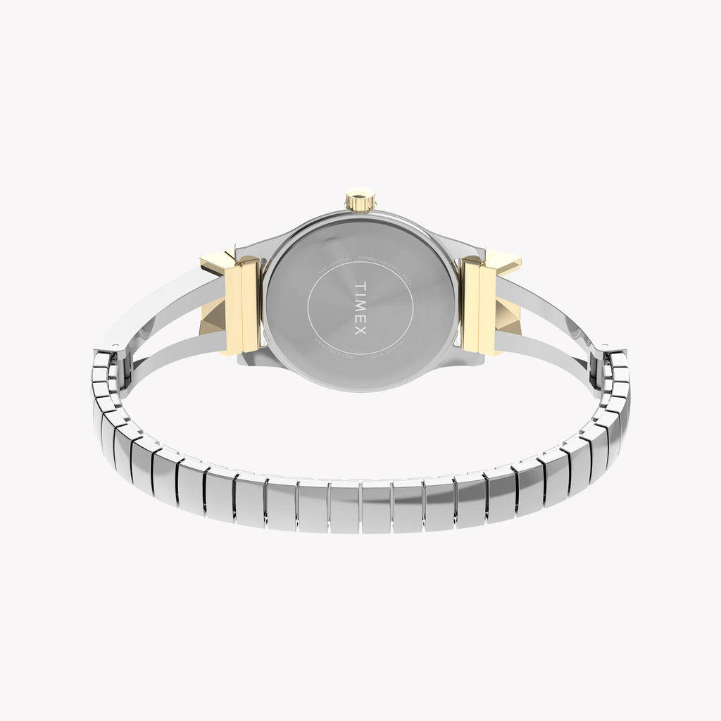 TIMEX TWO-TONE SEMI BANGLE - ELEGANT WOMEN'S SILVER & GOLD DIAL WATCH-i-Watch-3