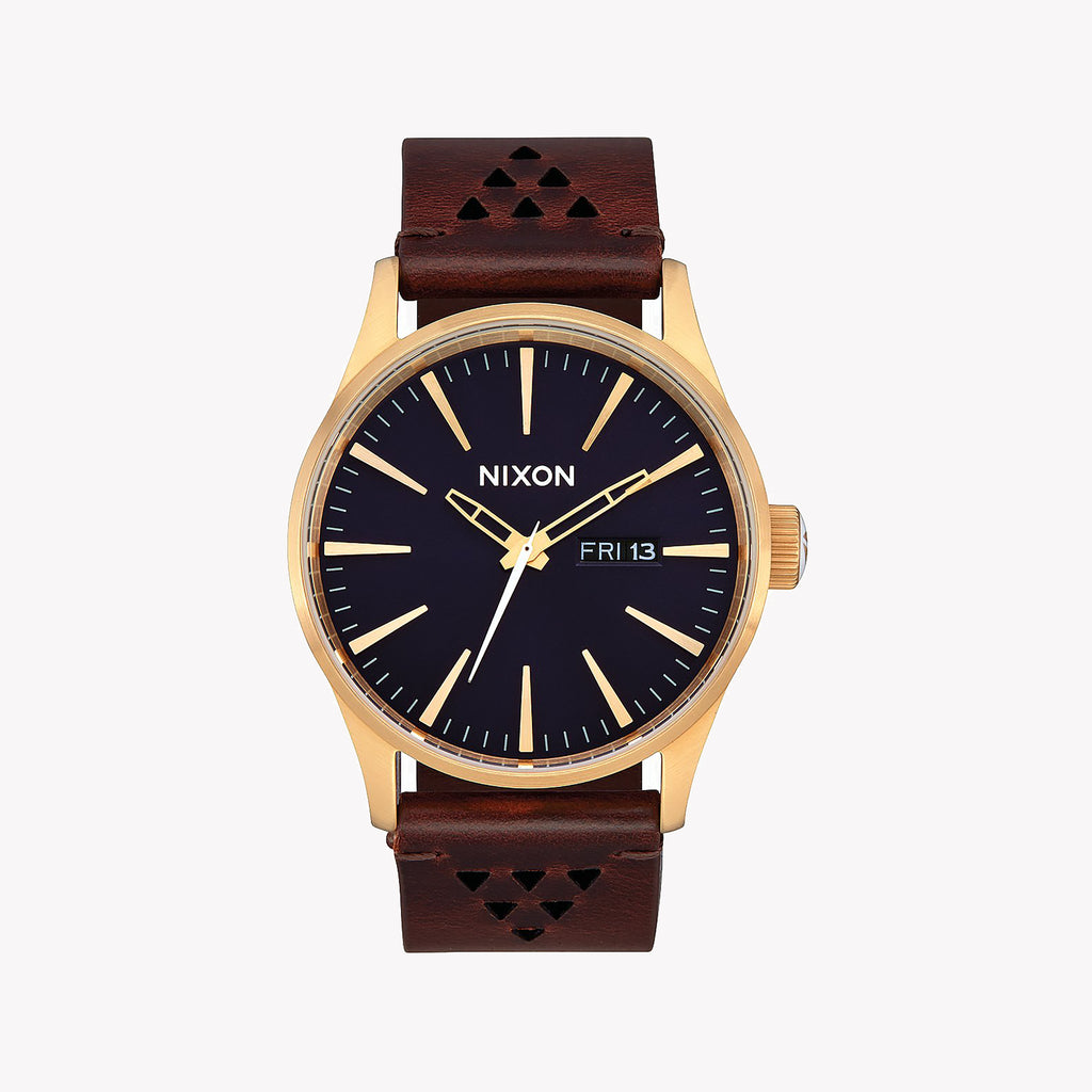 NIXON A105-5033 BOLD STATEMENT - MODERN MEN'S WATCH WITH BROWN STEEL & GOLD LEATHER BAND