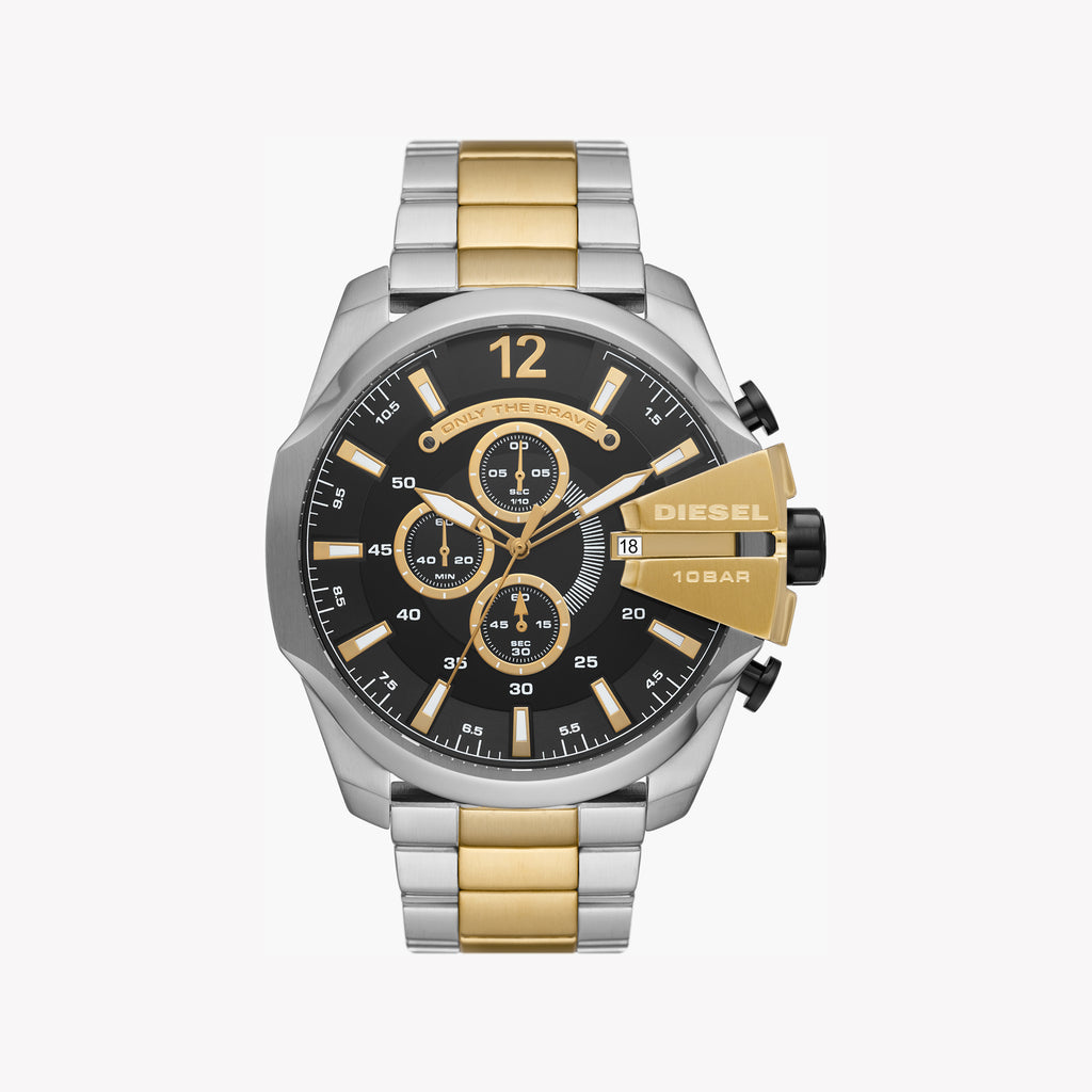 DIESEL DZ4581 BOLD STATEMENT - MEN'S ROBUST STEEL WATCH WITH STRIKING BLACK DIAL