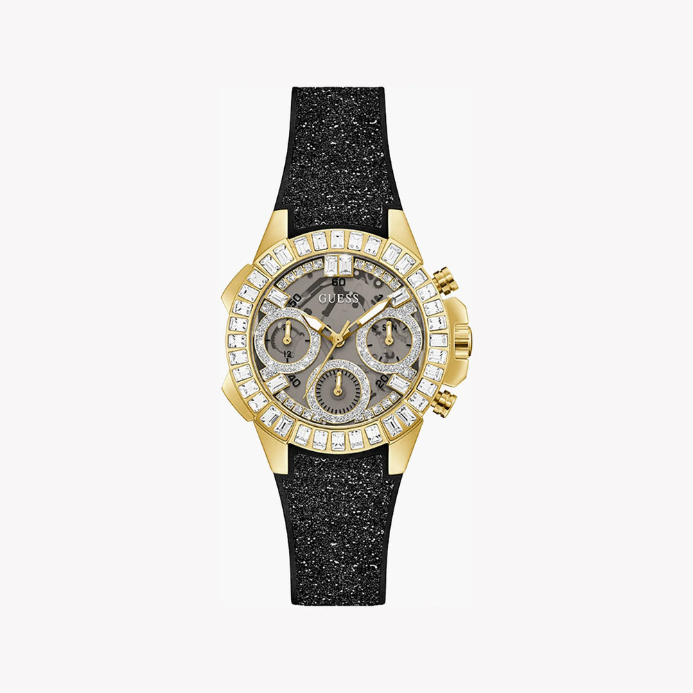 Guess Women's Gold Multicolor Watch, Black Leather | Gw0313l2 by i-watch