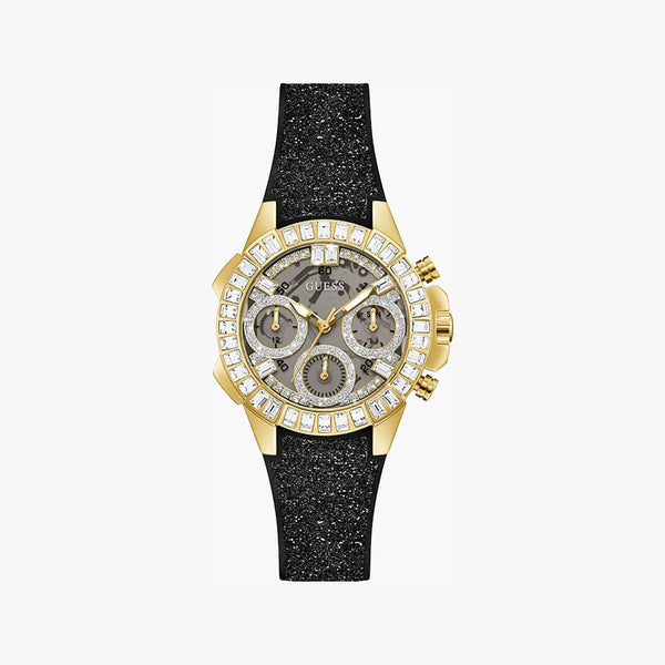 Guess Women's Gold Multicolor Watch, Black Leather | Gw0313l2 by i-watch