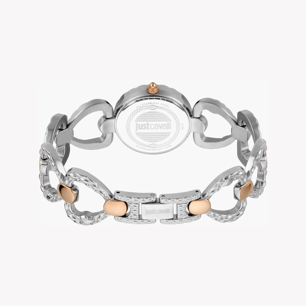 JUST CAVALLI Women's Watch with Silver Stainless Steel Case and Silver & Rose Gold Stainless Steel Band-i-Watch-3