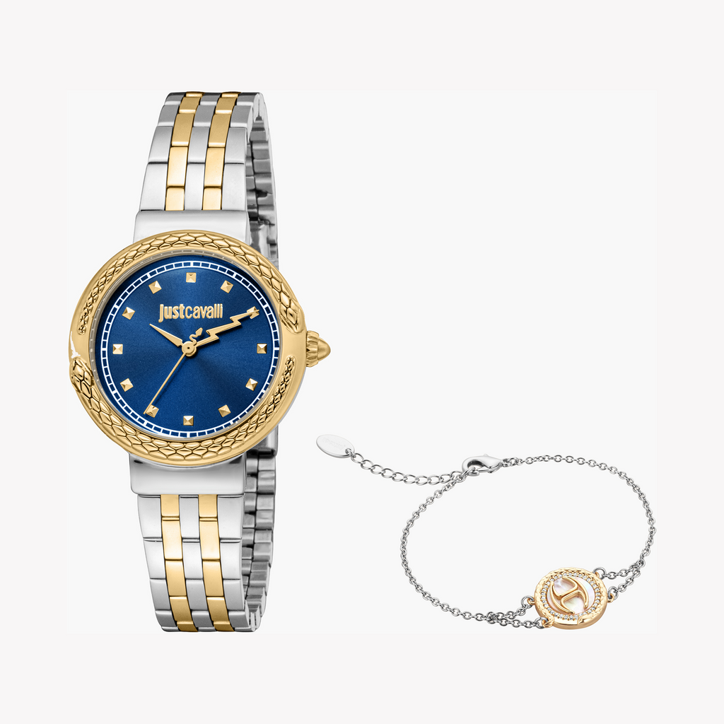 JUST CAVALLI JC1L311M0065 - ELEGANT TWO-TONE WOMEN'S WATCH WITH DARK BLUE DIAL-i-Watch-4
