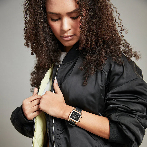 Nixon Unisex Black Stainless Steel, Gold Silicone | A1282-010 by i-watch