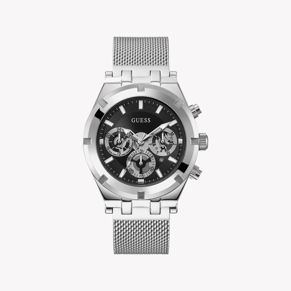 Guess Men's Silver Stainless Steel Watch, Black Dial | Gw0582g1 by i-watch