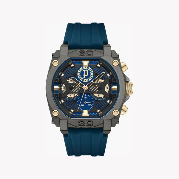 Police Watches Men's Black Steel, Dark Blue Silicone | Pewgq0040001 by i-watch