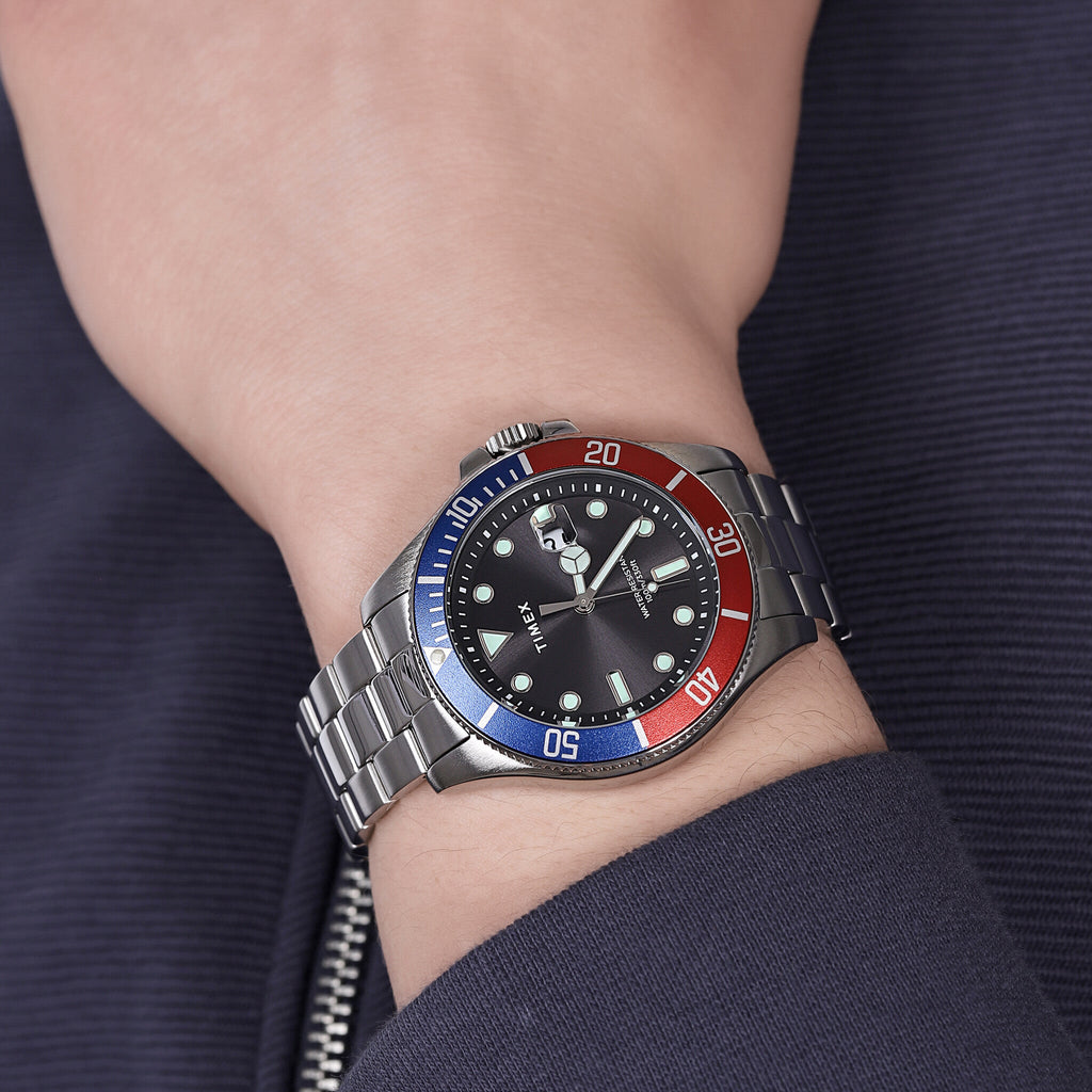 TIMEX TW2U71900 CITY COLLECTION - MONTRE POUR HOMMES HARBORSIDE COAST - ACIER INOXYDABLE ARGENT ET CADRAN NOIR