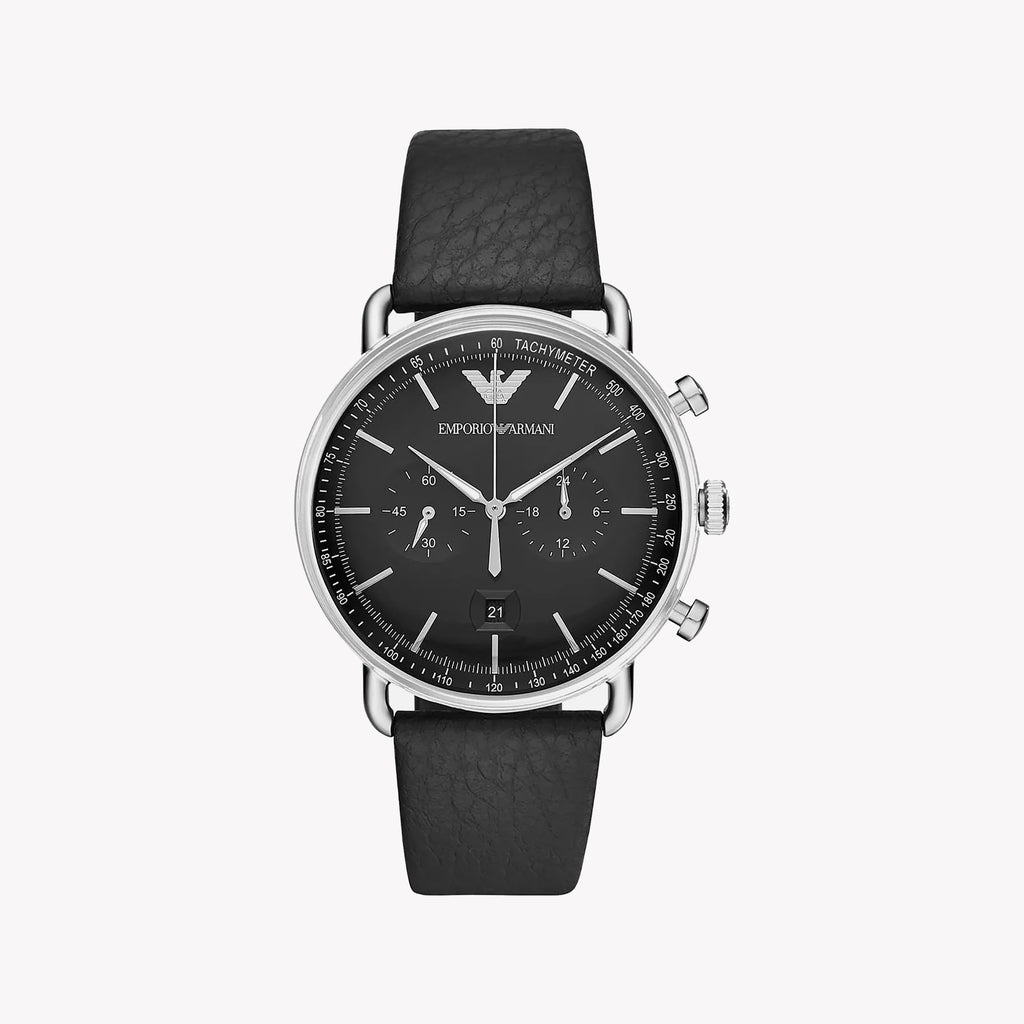 EMPORIO ARMANI AR11143 - REFINED BOLDNESS MEN'S TIMEPIECE WITH BLACK LEATHER BAND
