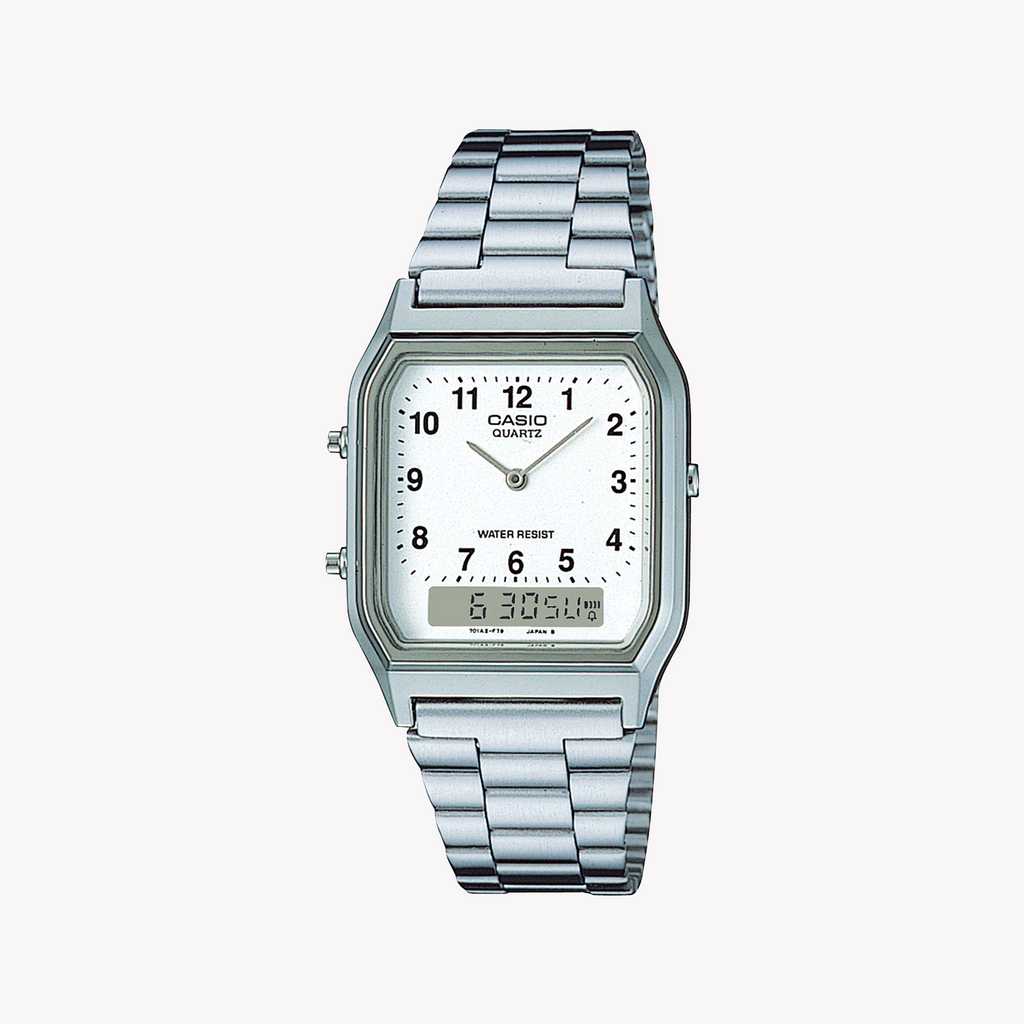 CASIO AQ-230A-7BMQ - ELEGANT VERSATILITY TIMEPIECE - Sleek Silver Resin Case with Metal Band & Date Display-i-Watch-2