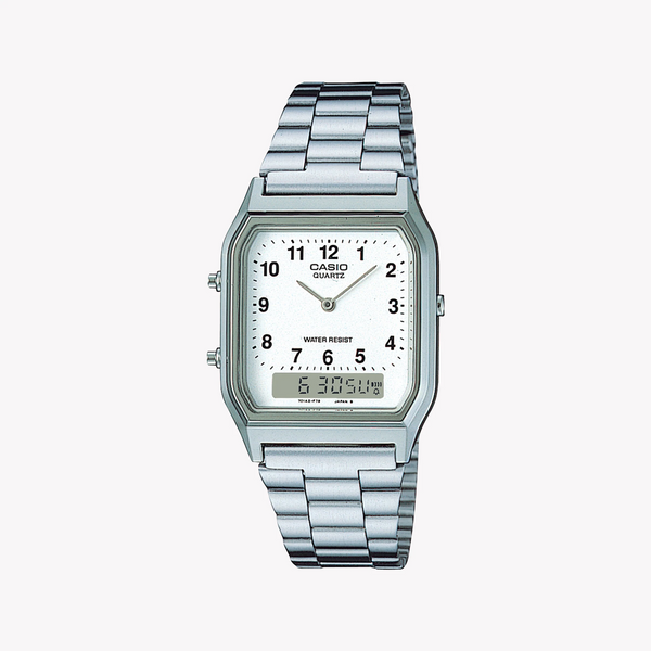 Casio Unisex Silver Resin Watch, White Dial | Aq-230a-7bmq by i-watch