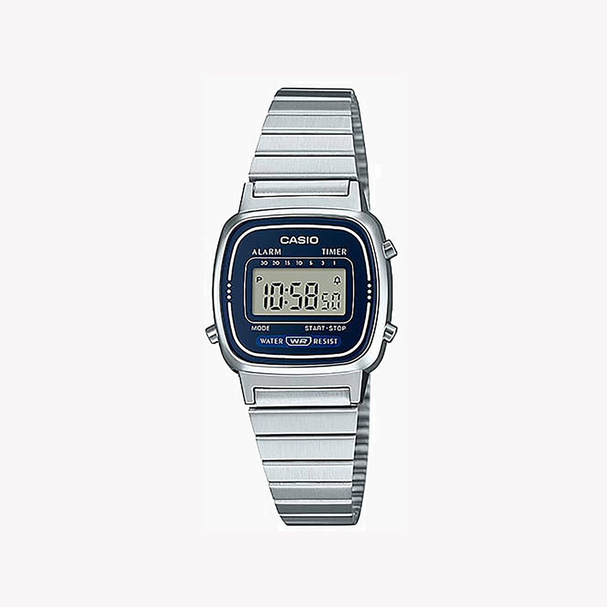 CASIO LA670WA-2DF RETRO CHIC - ADVENTURE AWAITS Stylish Women's Watch with sleek silver band and digital dial