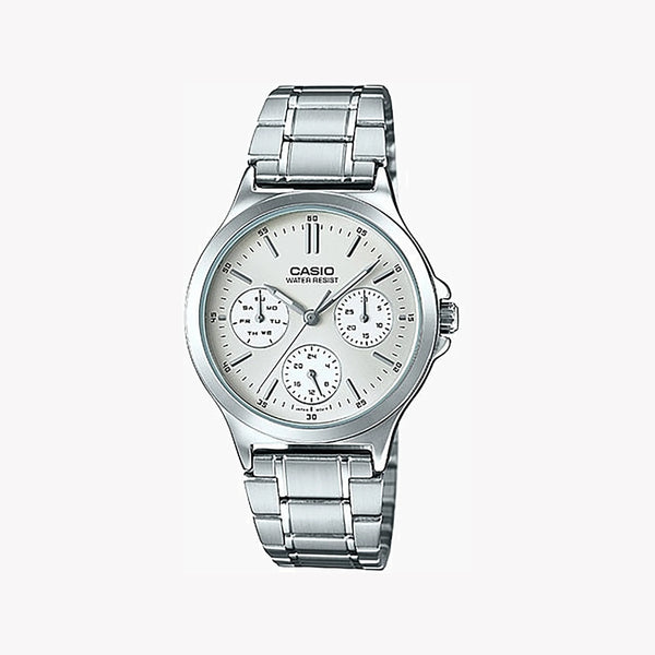 Casio Women's Silver Stainless Steel Watch, Silver Dial | Ltp-V300d-7audf by i-watch