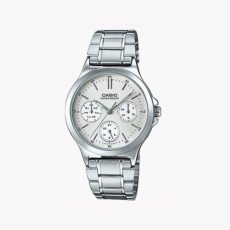Casio Women's Silver Stainless Steel Watch, Silver Dial | Ltp-V300d-7audf by i-watch