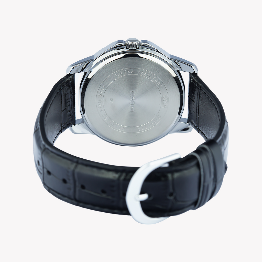CASIO MTP-V004L-1CUDF SPORTY ELEGANCE - MEN'S ANALOG WATCH WITH LEATHER BAND & BLACK DIAL-i-Watch-3
