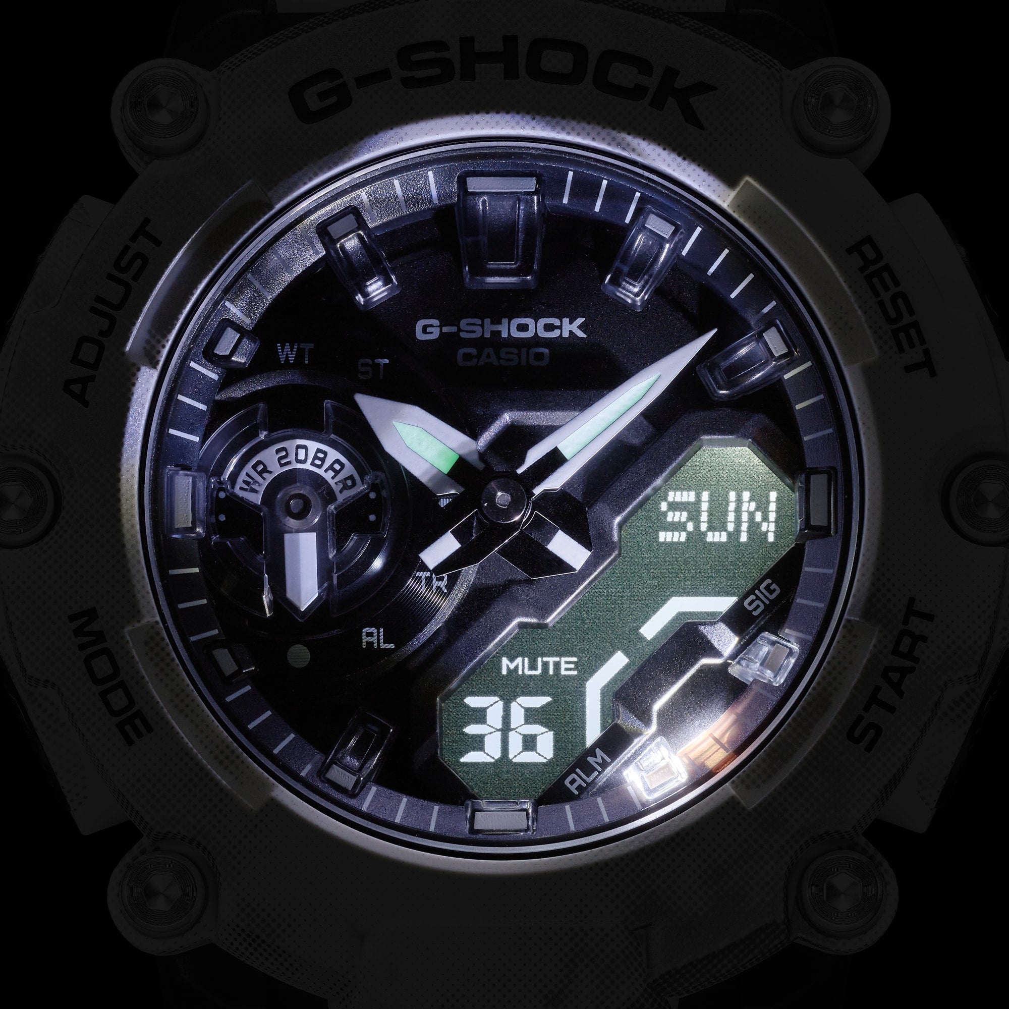 CASIO G-SHOCK GA-2200GC-7ADR - SPORTY ELEGANCE MEN'S WATCH with White Resin Band & Vibrant Digital Dial