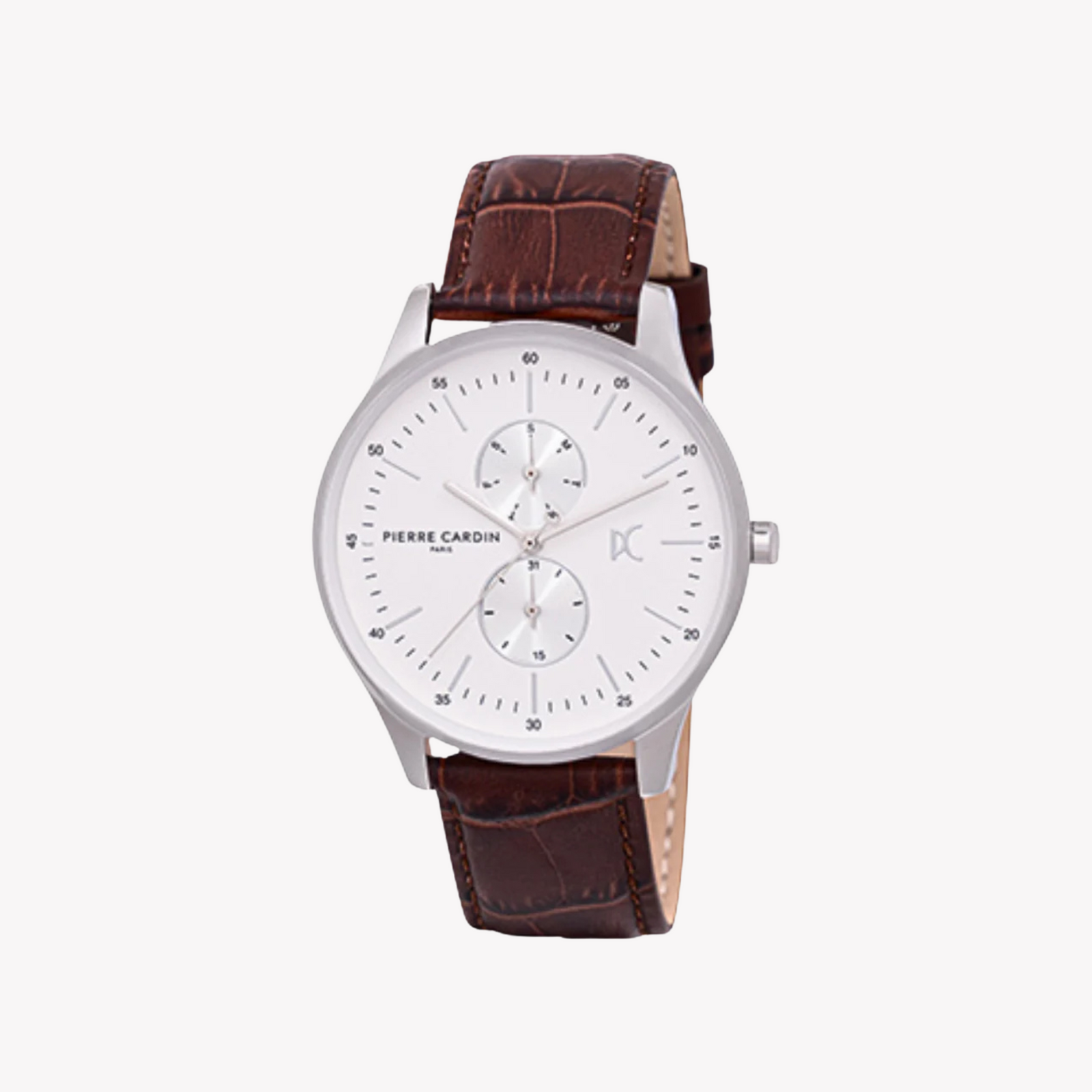 Pierre Cardin Men's Brown Leather Watch, Silver Case | Cba.4030