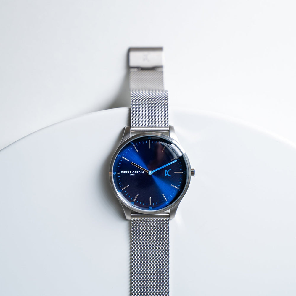 Pierre Cardin Men's Silver Stainless Steel Watch, Blue Dial | Cba.4004 by i-watch