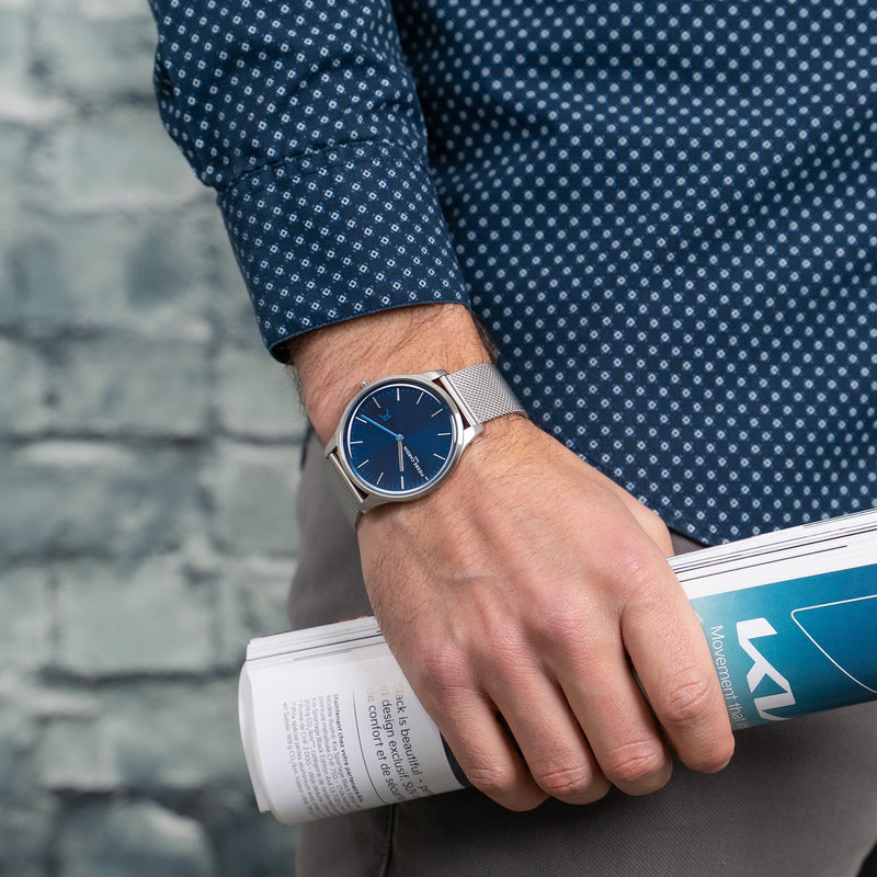 Pierre Cardin Men's Silver Stainless Steel Watch, Blue Dial | Cba.4004 by i-watch