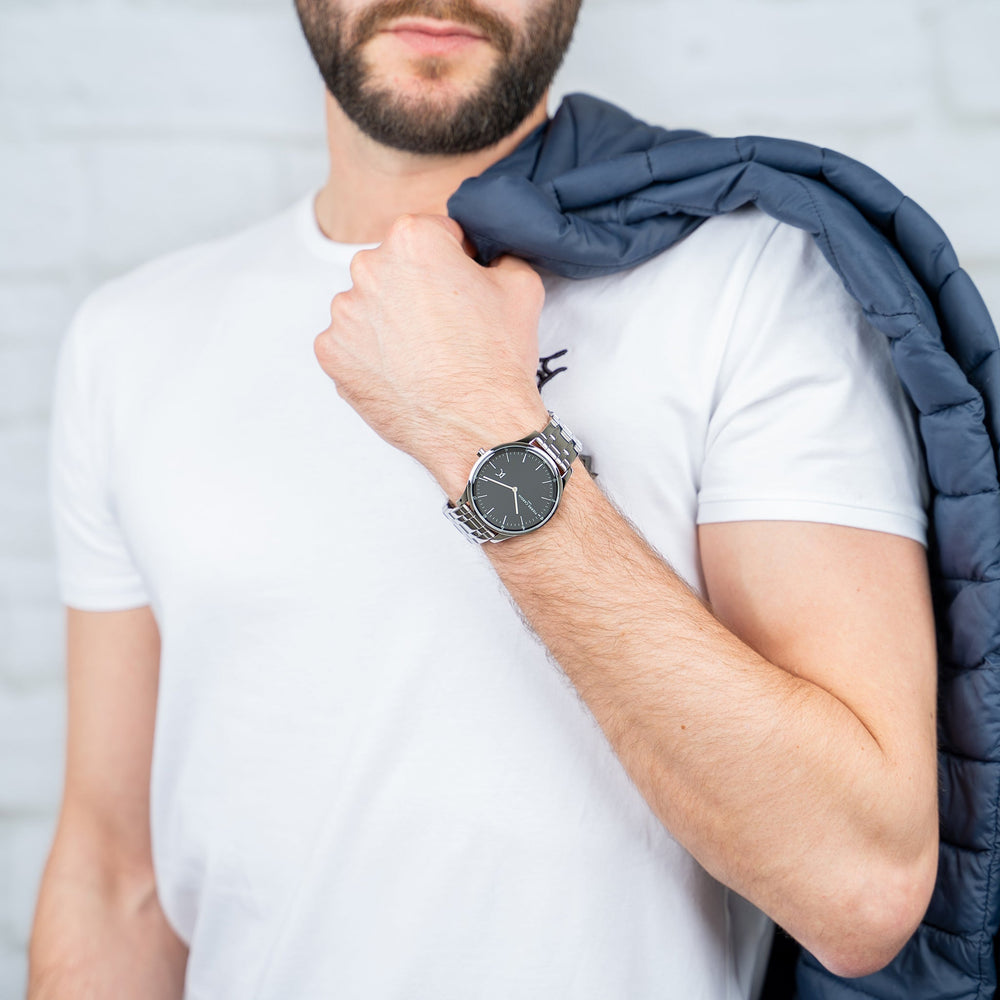 Pierre Cardin Men's Silver Stainless Steel Watch, Black Dial | Cba.4010 by i-watch