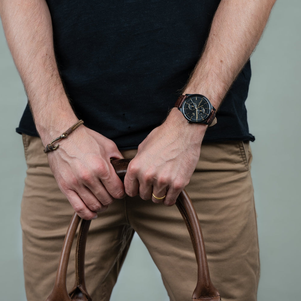 Pierre Cardin Men's Black Watch, Brown Leather Band | Cba.4028 by i-watch