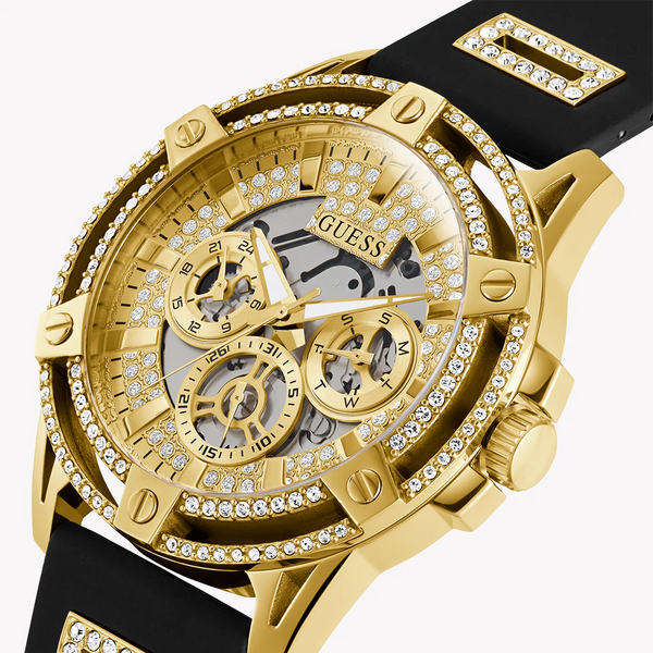 Guess Men's Gold Stainless Steel, Black Silicone | Gw0537g2 by i-watch