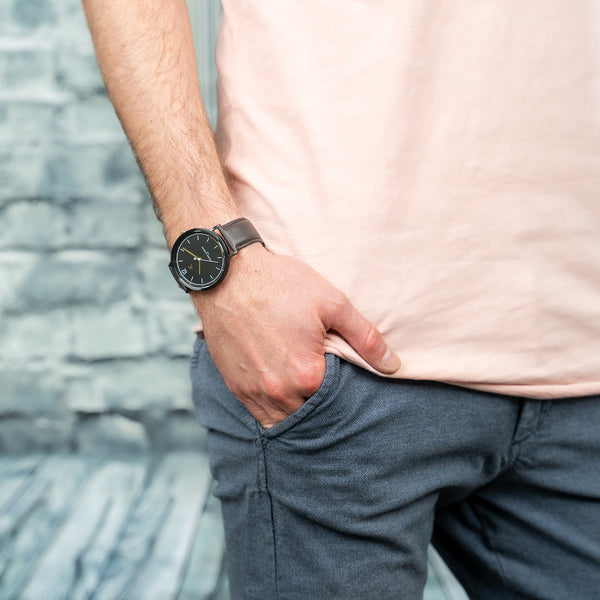 Pierre Cardin Men's Stainless Steel Black Watch, Brown Leather | Cbn.3011 by i-watch