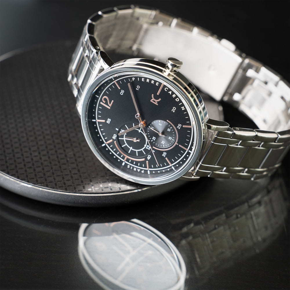 Pierre Cardin Men's Silver Stainless Steel Watch, Black Dial | Cbn.3025 by i-watch
