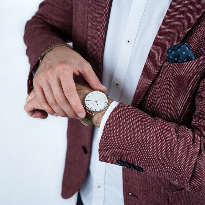 Pierre Cardin Men's Silver Watch, Brown Leather Band | Cbn.3031 by i-watch