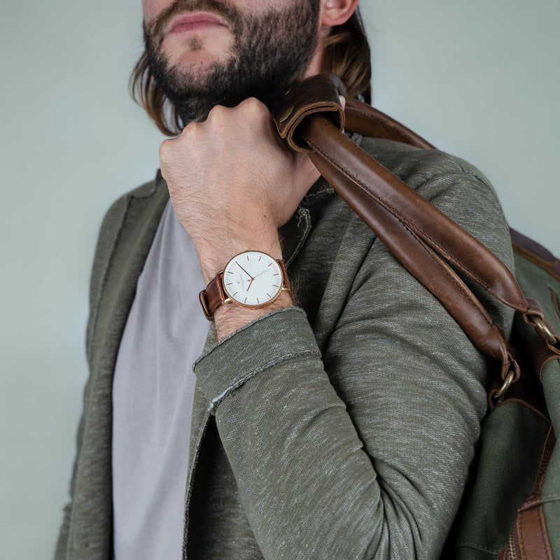 Pierre Cardin Men's Rose Gold Watch, Brown Leather | Cbn.3034 by i-watch