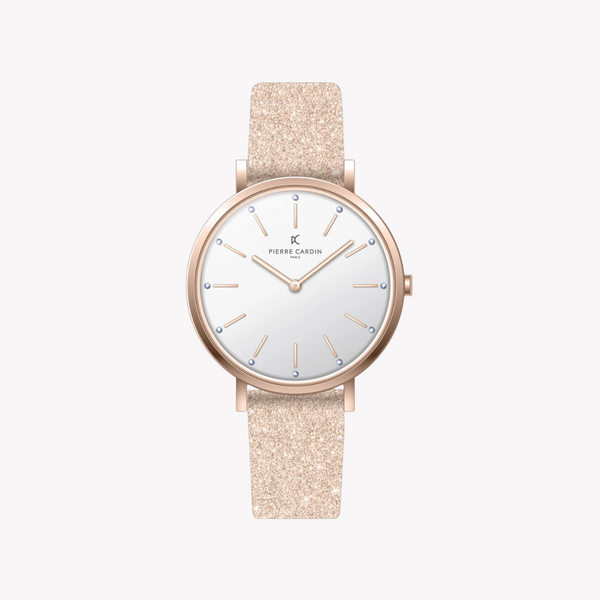 Pierre Cardin Women's Rose Gold Watch, White Dial | Cbv.1112