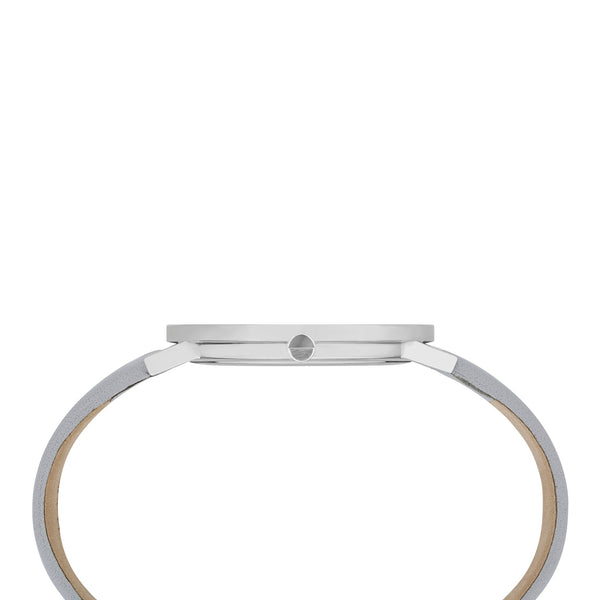 Pierre Cardin Women's Watch With Silver Stainless Steel Case And Gray Leather Band