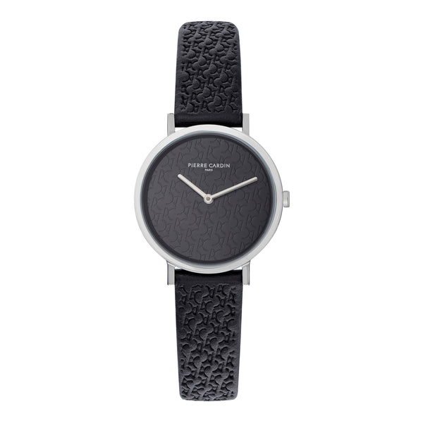Pierre Cardin Women's Watch With Silver Stainless Steel Case And Black Leather Band by i-watch