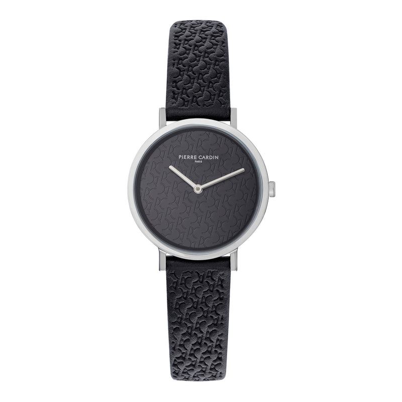 Pierre Cardin Women's Watch With Silver Stainless Steel Case And Black Leather Band by i-watch