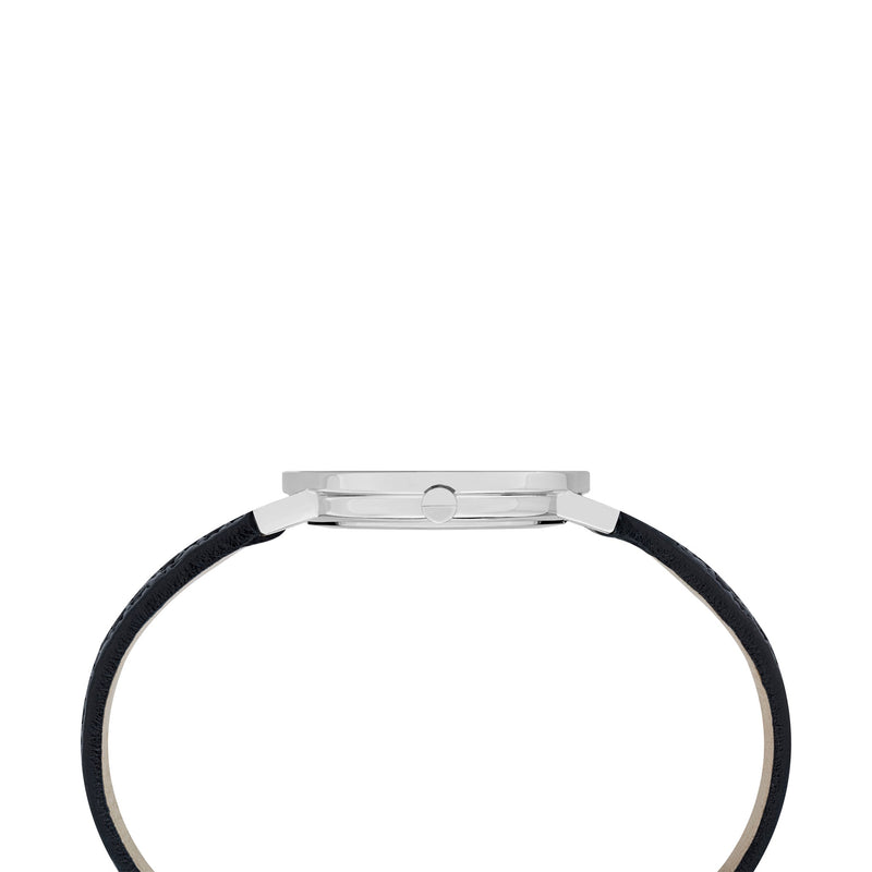 Pierre Cardin Women's Watch With Silver Stainless Steel Case And Black Leather Band by i-watch
