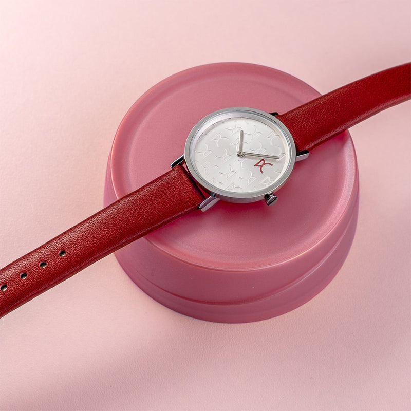 PIERRE CARDIN Women's Watch with Silver Stainless Steel Case and Red Leather Band-i-Watch-6