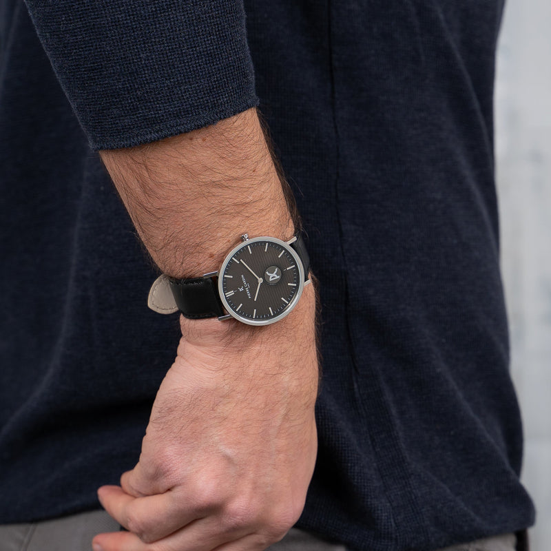 Pierre Cardin Men's Black Leather Watch, Silver Case | Cbv.1049 by i-watch