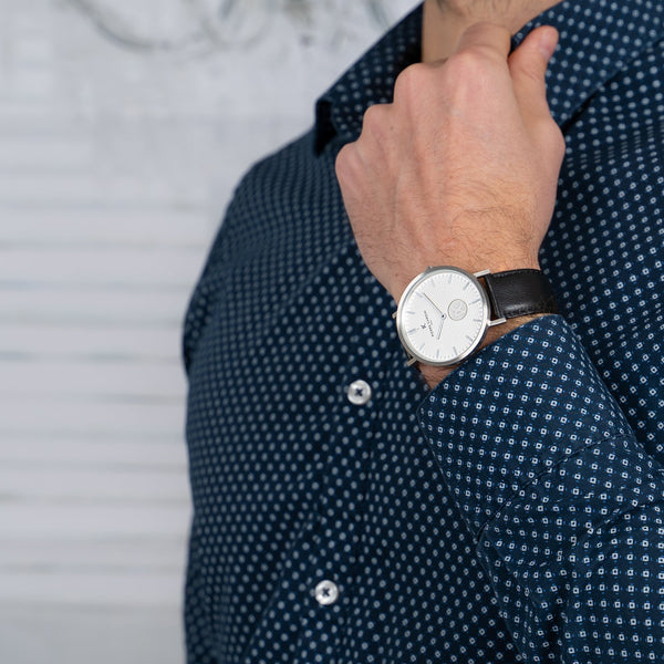 Pierre Cardin Men's Silver Stainless Steel, Black Leather | Cbv.1051 by i-watch