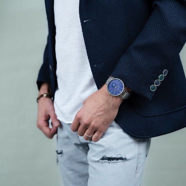 Pierre Cardin Men's Silver Metal Watch, Blue Dial | Cbv.1102 by i-watch