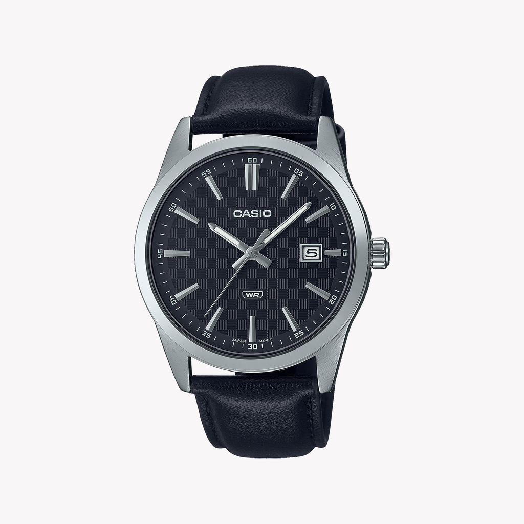 CASIO MTP-VD03L-1A BOLD ELEGANCE - MEN'S STAINLESS STEEL WATCH WITH CARBON DIAL & LEATHER BAND-i-Watch-4